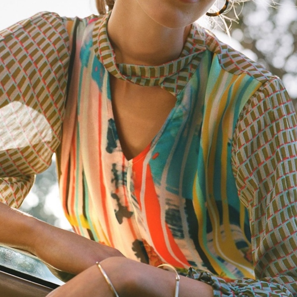 Anthropologie Conditions Apply Retro Peasant Blouse M - Picture 9 of 10